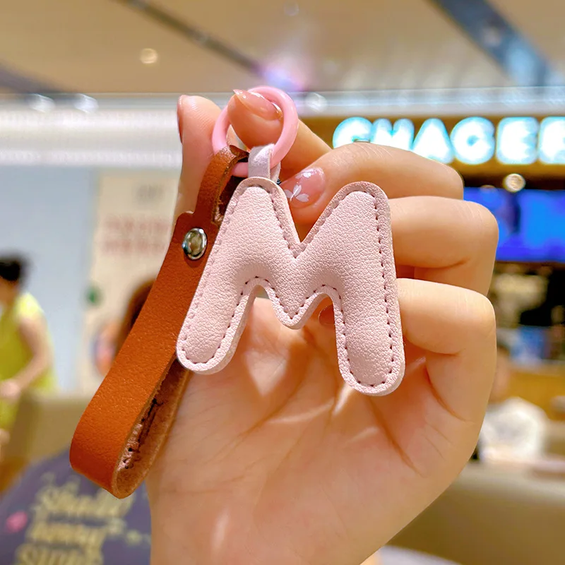 A to Z PU Leather Initial Lett - Monogram Keychain Leather ulasan dan harga