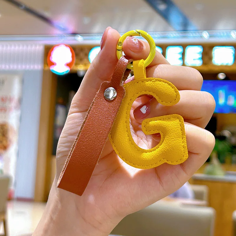 A to Z PU Leather Initial Lett - Monogram Keychain Leather ulasan dan harga