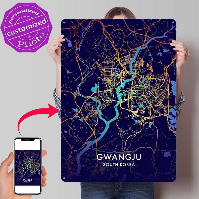 Gwangju City Map 3D Texture Me - Custom Map Poster ulasan dan harga