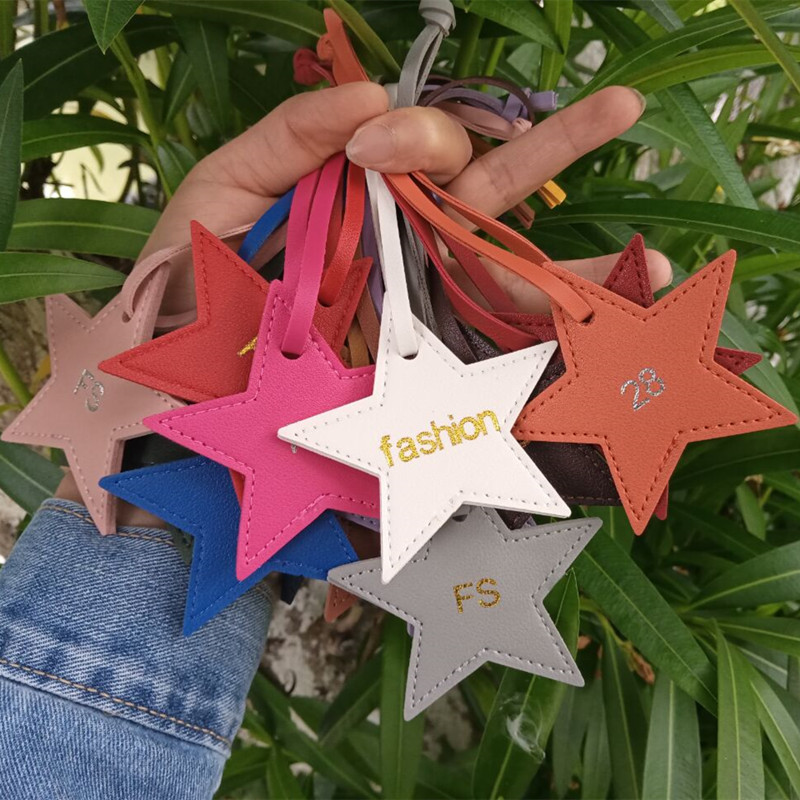 1PCS Free initials five pointe - Monogram Keychain Leather ulasan dan harga