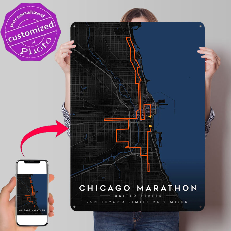 Chicago Marathon Route Map 3D  - Custom Map Poster ulasan dan harga